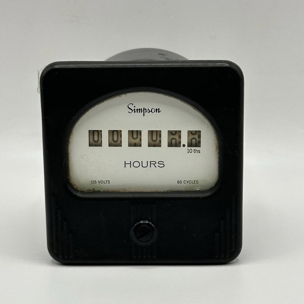SIMPSON Mo 57-ET Elapsed Time Meter 230VAC 60 Cycle 2 7/8" MH 3" X 3.5" Face